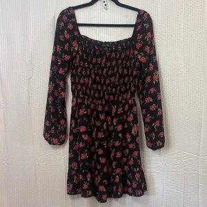 Matix Clothing Company Black and Red Floral Long Sleeve Dress